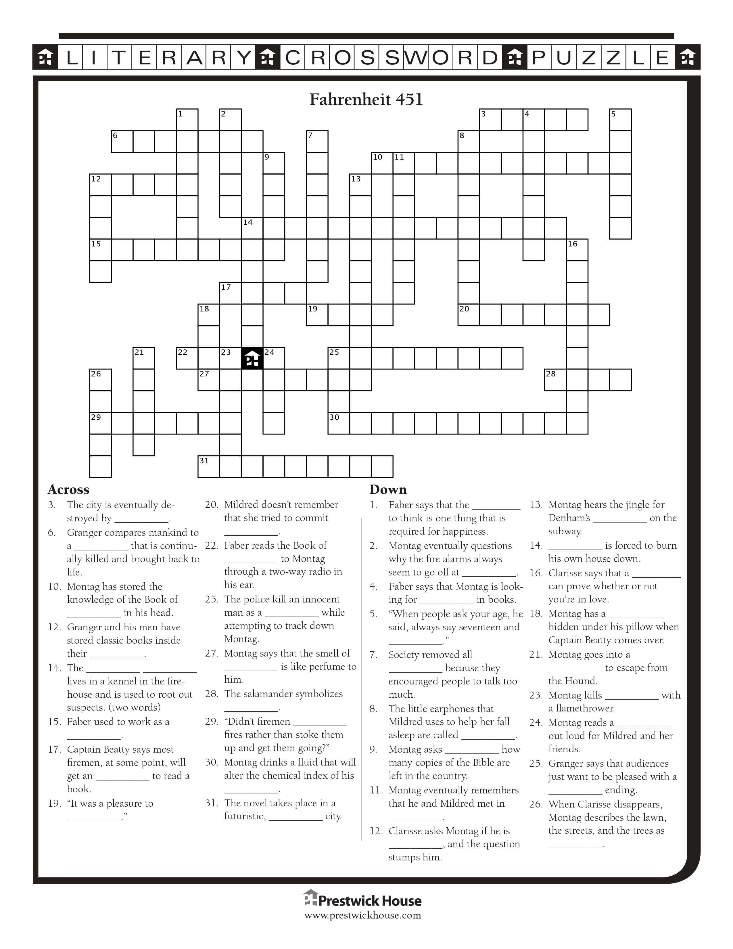 Free Crossword Puzzles English Teacher s Free Library Prestwick House